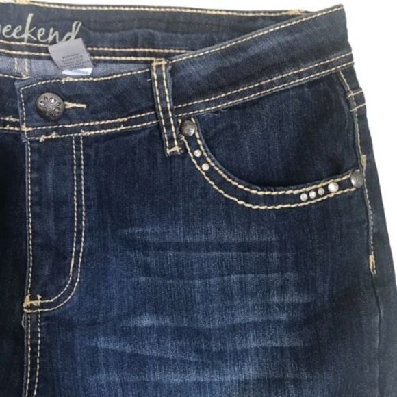 ND Weekend Bootcut Denim Jean Size 16 Rhinestone Sequin Bling NWOT Y2K 36x33 - Picture 6 of 11